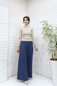 Beli Lastikli Salaş Pantalon Mavi