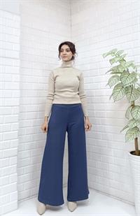 Beli Lastikli Salaş Pantalon Mavi