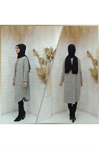 Bisiklet Yaka Çift Renkli Yarasa Kol Yün Tunik