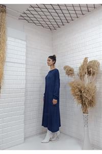 Cepli Bisiklet Yaka Uzun Salaş Tunik