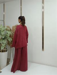 cepli püsküllü bluz bordo