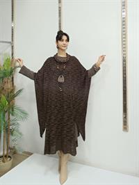 Degaje Yaka Tarz Panço Kahverengi