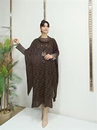 Degaje Yaka Tarz Panço Kahverengi