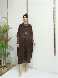 Degaje Yaka Tarz Panço Kahverengi