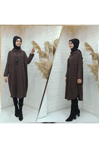 Degaje Yaka Düz Yarasa Kol Tunik