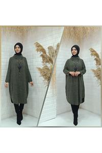 Degaje Yaka Düz Yarasa Kol Tunik