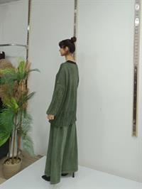 düğmeli dantelli  kısa hırka Haki