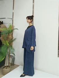 düğmeli dantelli  kısa hırka Lacivert