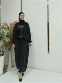 düğmeli kısa hırka antrasit