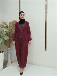 düğmeli kısa hırka bordo