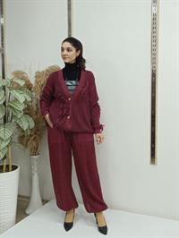 düğmeli kısa hırka bordo