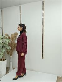 düğmeli kısa hırka bordo