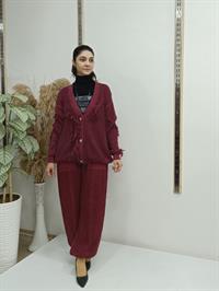 düğmeli kısa hırka bordo