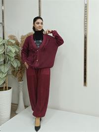 düğmeli kısa hırka bordo