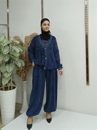 düğmeli kısa hırka lacivert