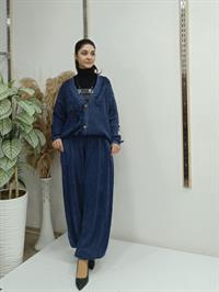 düğmeli kısa hırka lacivert