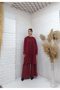 Etnik Kapşonlu Cep Detaylı Tunik