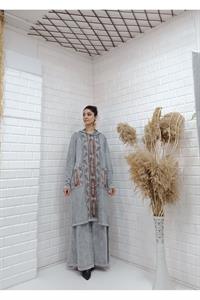 Etnik Kapşonlu Cep Detaylı Tunik