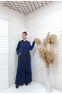 Etnik Kapşonlu Cep Detaylı Tunik