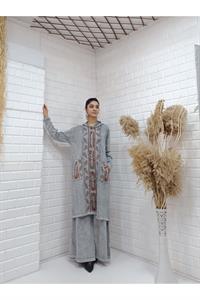 Etnik Kapşonlu Cep Detaylı Tunik