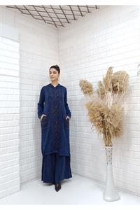 Etnik Kapşonlu Cep Detaylı Tunik