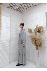 Etnik Kapşonlu Cep Detaylı Tunik