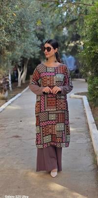 etnik penye yarasa kol salaş tunik koyu vizon