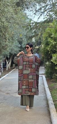 etnik penye yarasa kol salaş tunik yeşil