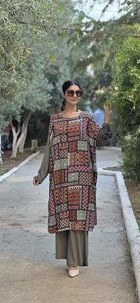 etnik penye yarasa kol salaş tunik yeşil