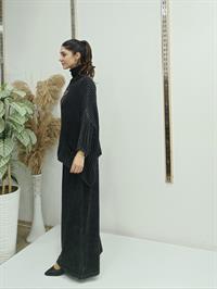 file  cepli bluz kısa panço tunik antrasit