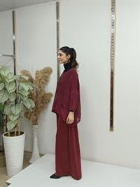 file  cepli bluz kısa panço tunik bordo