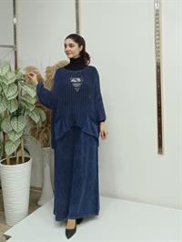 file  cepli bluz kısa panço tunik lacivert