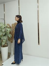 file  cepli bluz kısa panço tunik lacivert