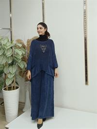 file  cepli bluz kısa panço tunik lacivert