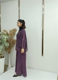 file  cepli bluz kısa panço tunik mürdüm