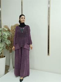 file  cepli bluz kısa panço tunik mürdüm