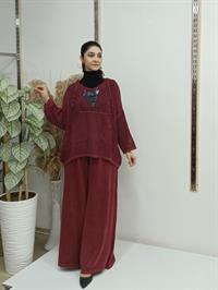 file kanguru cepli bluz kısa panço bordo