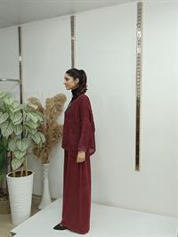 file kanguru cepli bluz kısa panço bordo