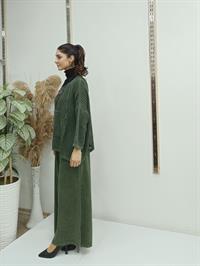 file kanguru cepli bluz kısa panço hakiyeşil