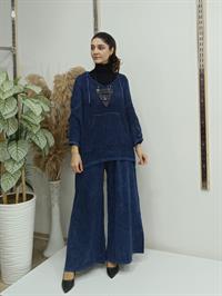 file kanguru cepli bluz kısa panço lacivert