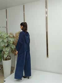 file kanguru cepli bluz kısa panço lacivert