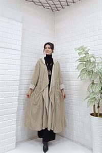 Kapüşonlu Salaş Cepli Hırka Krem