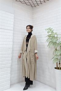 Kapüşonlu Salaş Cepli Hırka Krem