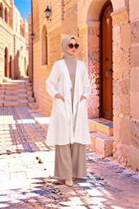 Henna Keten Kimono Beyaz