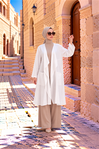 Henna Keten Kimono Beyaz