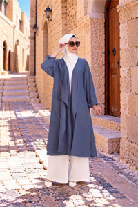 Henna Keten Kimono İndigo Mavi