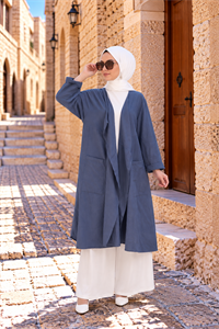 Henna Keten Kimono İndigo Mavi