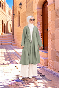 Henna Keten Kimono yeşil