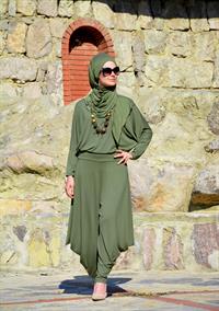 hesna şalvar takım haki yeşil