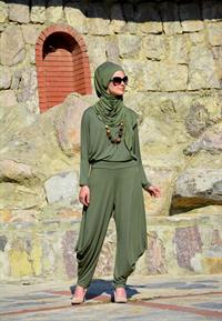 hesna şalvar takım haki yeşil